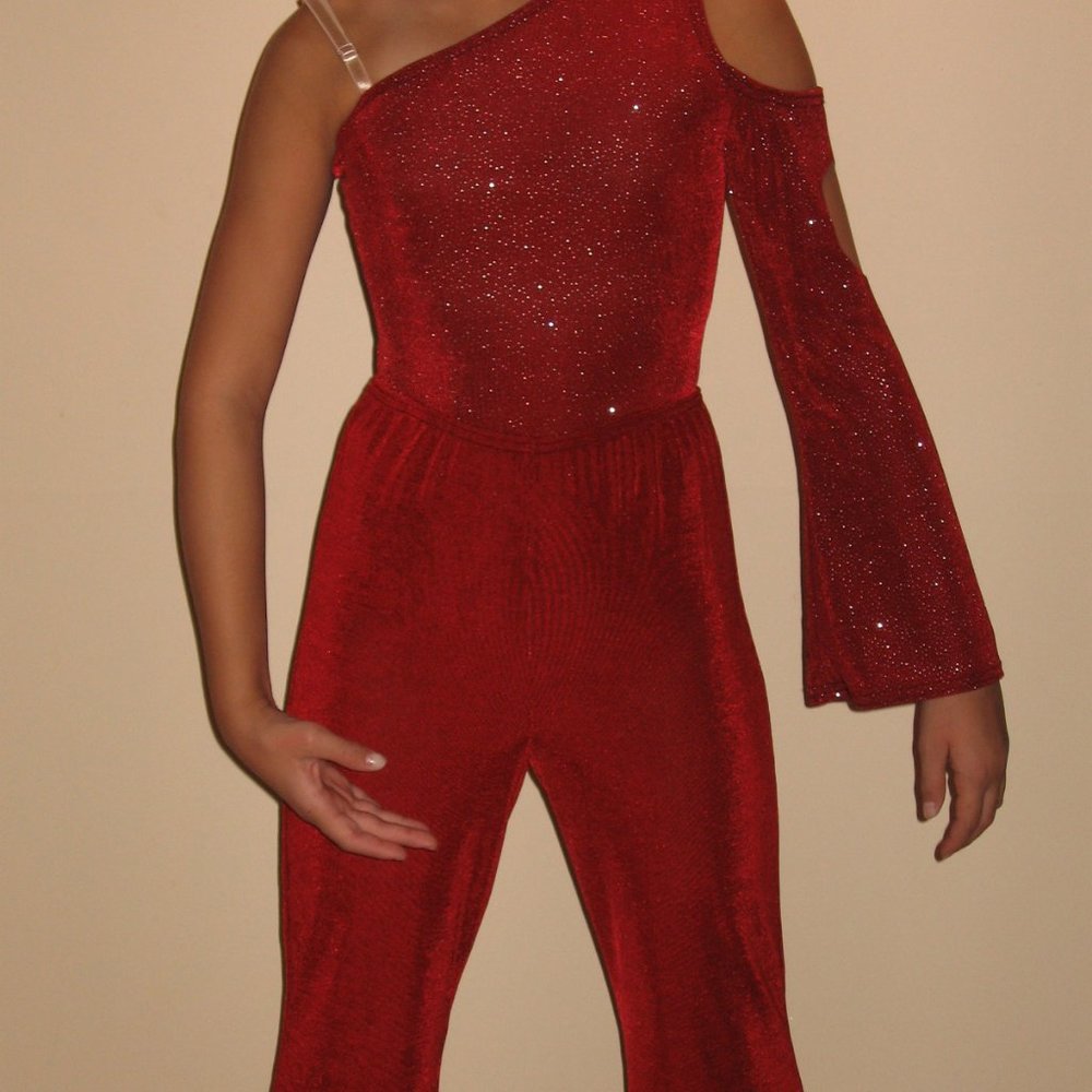 Red Costume 3 pieces Includes Belted Fringe Skirt